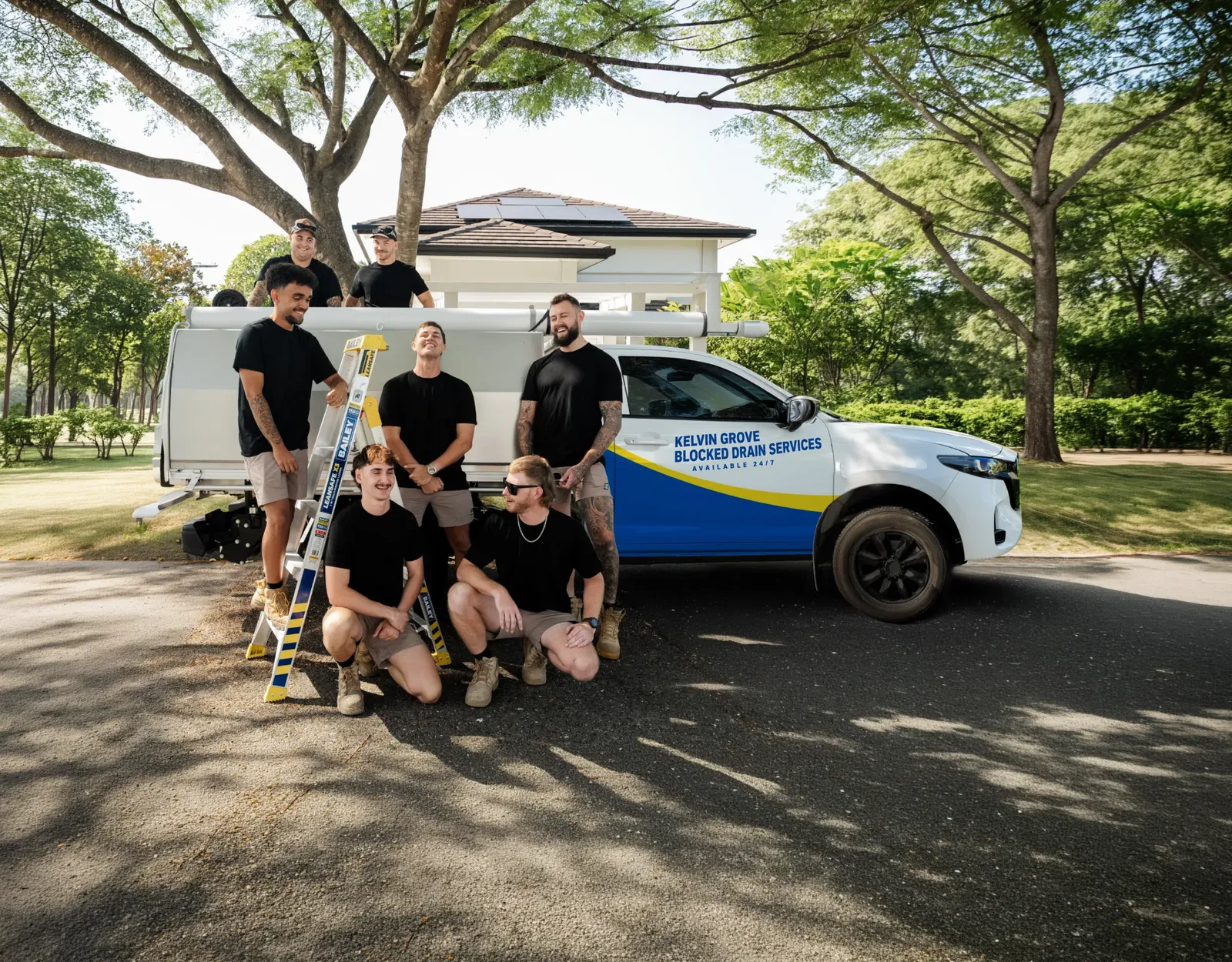 Kelvin Grove Blocked Drain Services ute and team